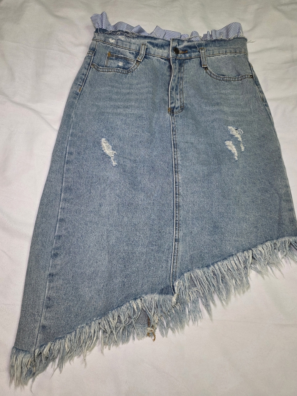 Velvet Heart Asymmetrical Paperbag Waist Denim Skirt w/Detachable Lining- Sz 27